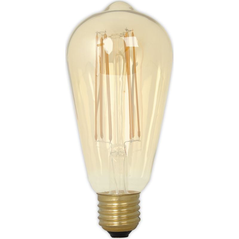 Calex LED Full Glass LongFilament Rustik Lamp 240V 4W 320lm E27 ST64, Gold 2100K Dimmable, energy label A+