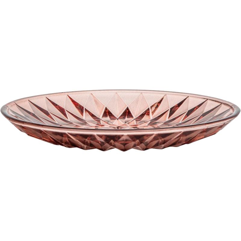 Gusta gebaksbordje glas 15cm pink