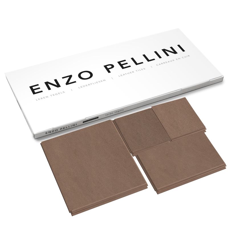 Enzo Pellini Behang / Wandtegels - Leer - Zelfklevend en eenvoudig te plaatsen - 34 tegels in diverse maten - Patchwork Zand (Desert)