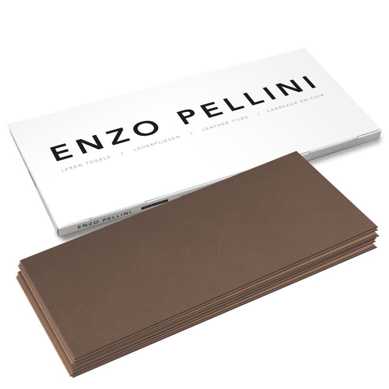 Enzo Pellini Behang / Wandtegels - Leer - Zelfklevend en eenvoudig te plaatsen - 8 tegels van 25x50 cm – Zand (Desert)