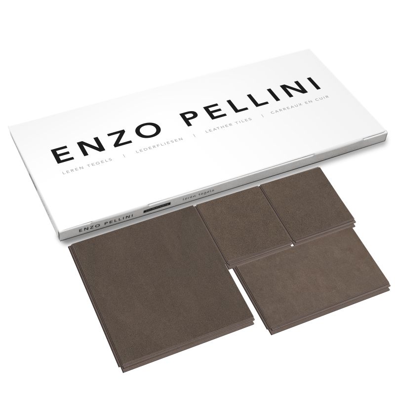 Enzo Pellini Behang / Wandtegels - Leer - Zelfklevend en eenvoudig te plaatsen - 34 tegels in diverse maten - Patchwork Grijs (Lava)