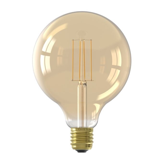 hebzuchtig bekennen Demon Calex LED volglas LangFilament Globelamp 220-240V 4.5W 470lm E27 G125, Goud  2100K Dimbaar | Trendhopper.nl